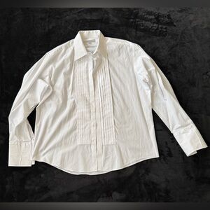 Oscar de la Renta formal wear Tuxedo pleated white shirt size 17/34